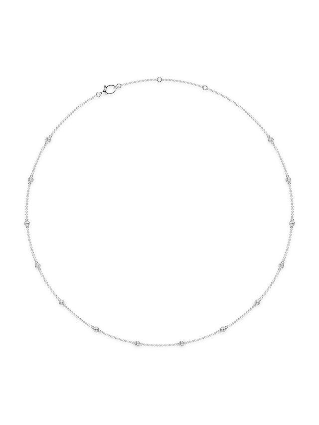 Womens 14K White Gold & Lab-Grown 14-Diamond Station Necklace/0.70-2.10 TCW Product Image