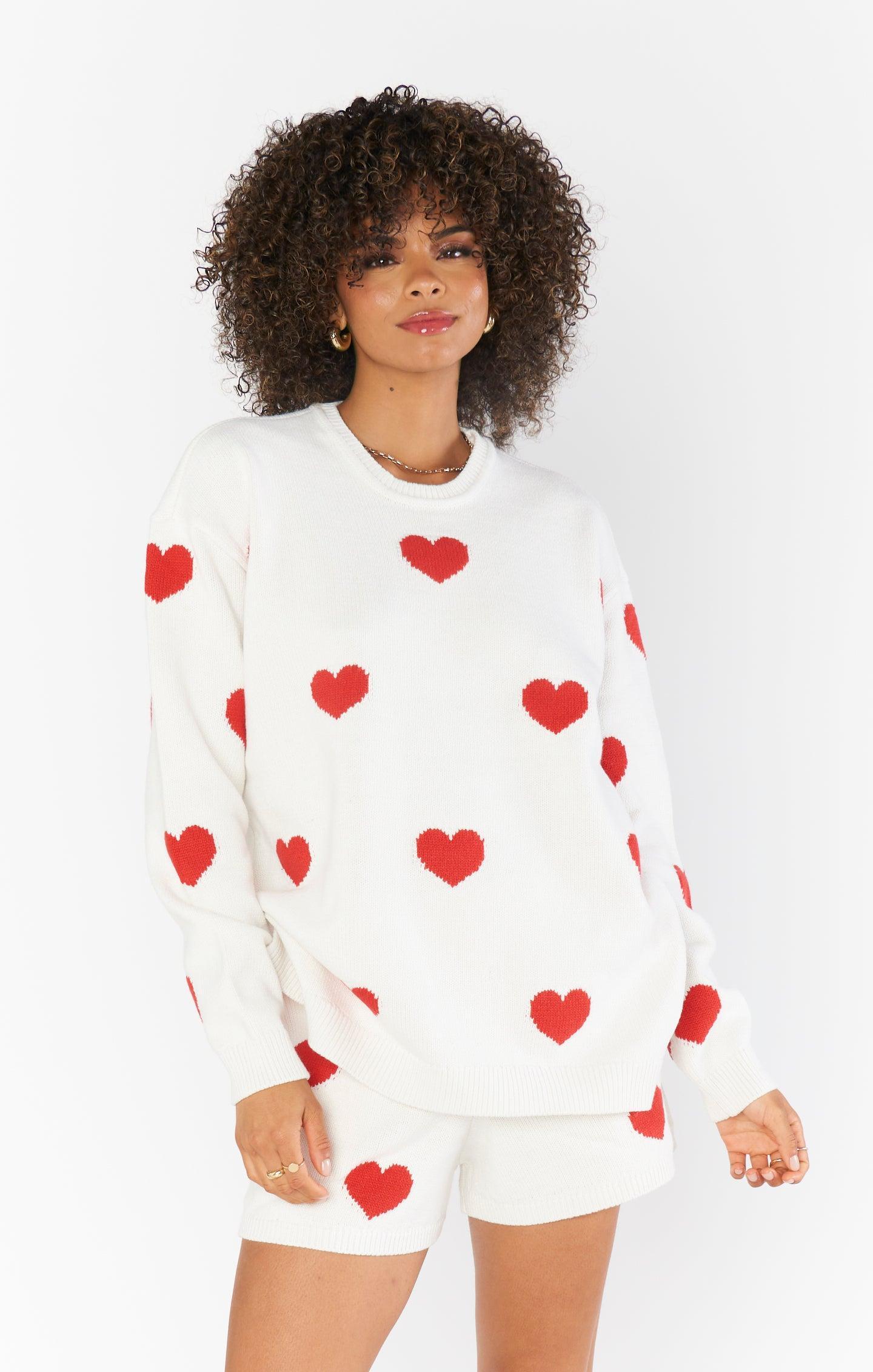 Go To Sweater ~ Tossed Heart Knit Red Product Image