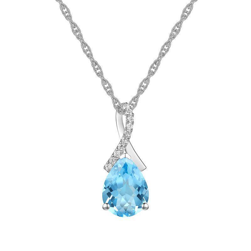 Sterling Silver Blue Topaz Pendant, Womens Product Image