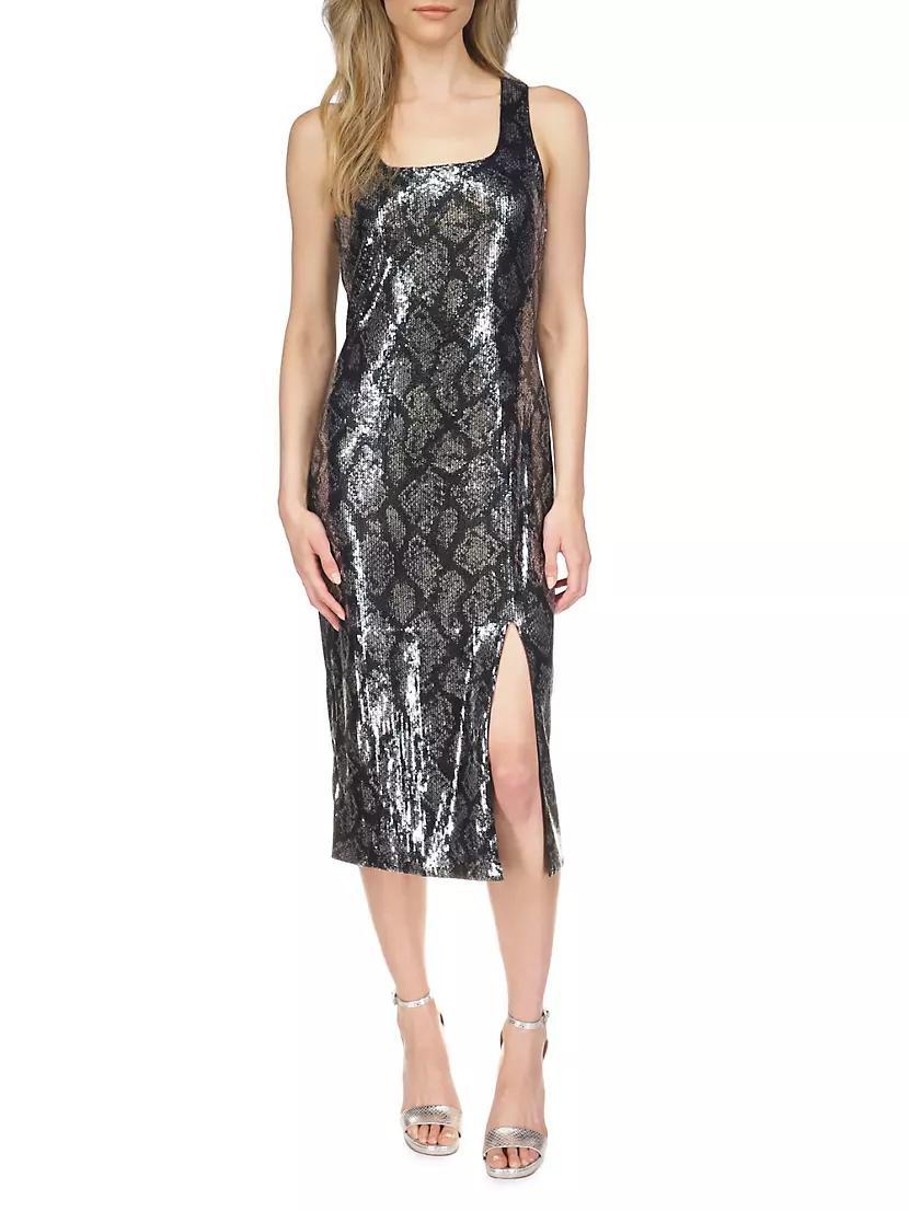 Sequin Snakeskin Midi-Dress Product Image