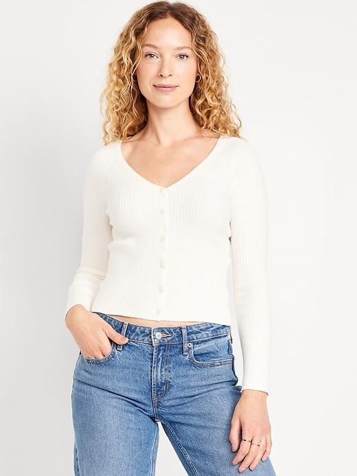 SoSoft Lite Ribbed Crop Cardigan Product Image