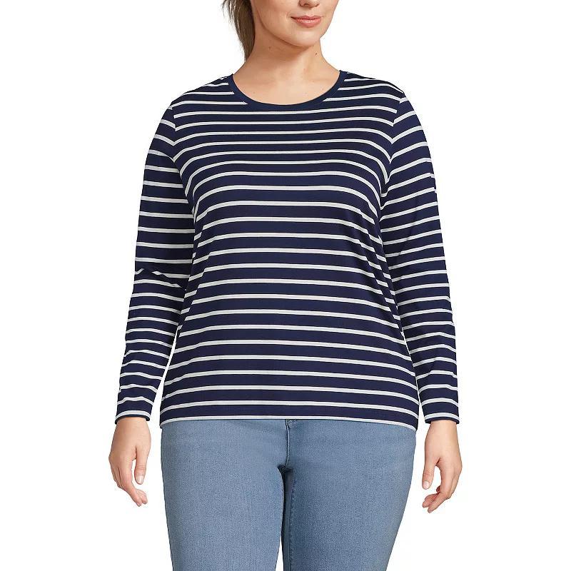 Plus Size Lands End Relaxed Supima Cotton Crewneck Tee, Womens Baltic Blue Product Image