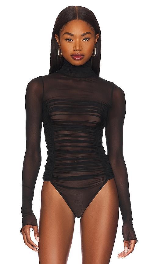 Free People Under It All Ruched Mesh Turtleneck Bodysuit Product Image