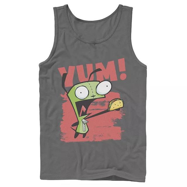 Mens Nickelodeon Invader Zim Gir Screaming Yum! Taco Portrait Graphic Graphic Tank Top Grey Product Image