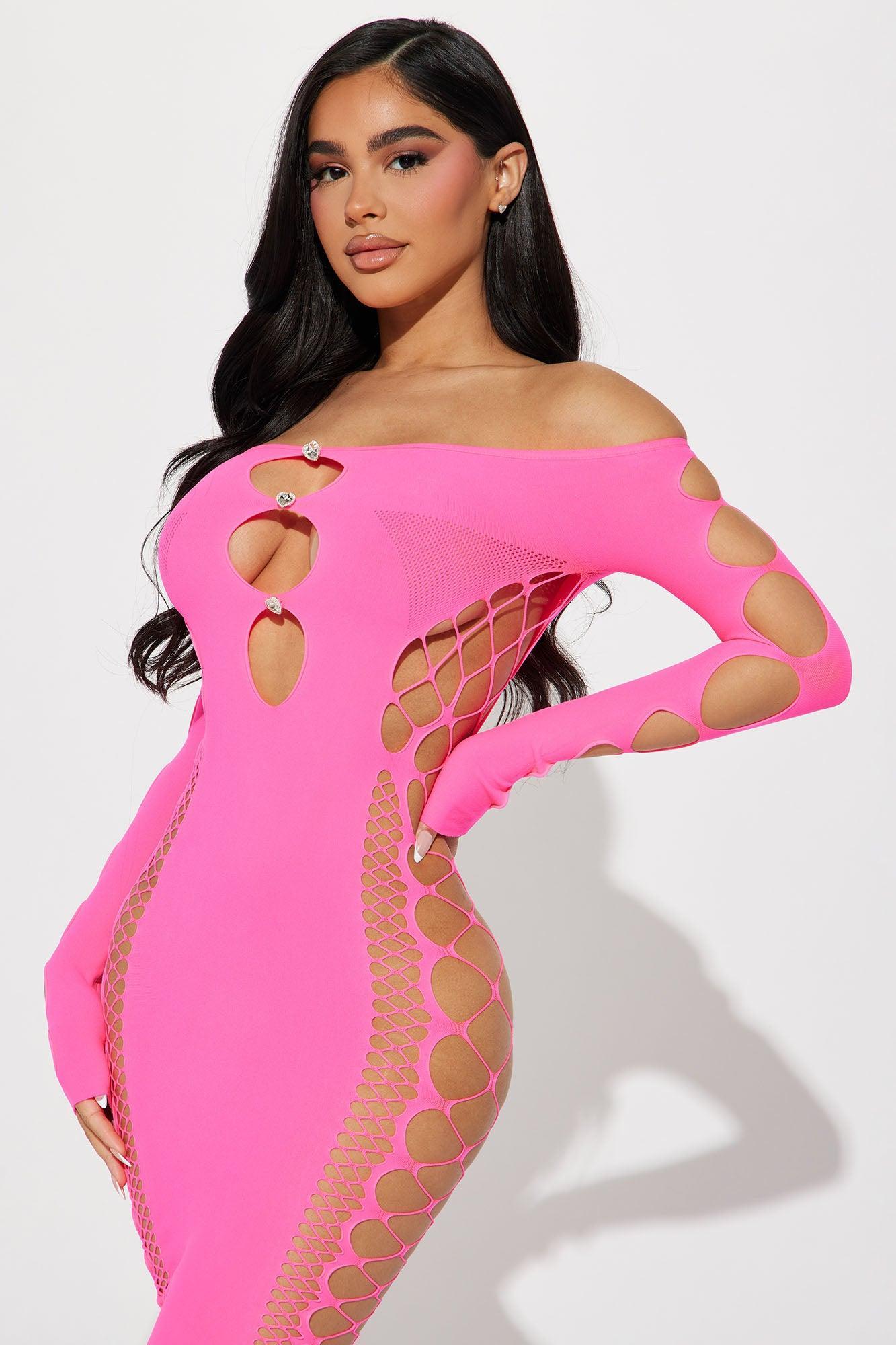 Video Babe Seamless Mini Dress - Neon Pink Product Image