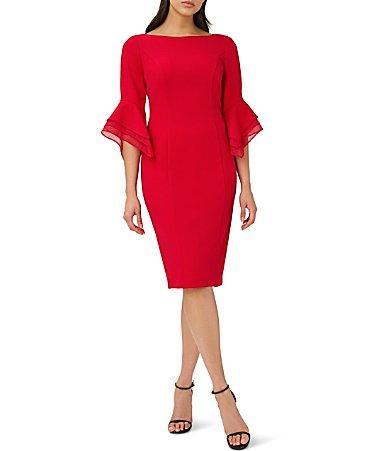 Adrianna Papell Tiered Sleeve Crepe Dress Product Image