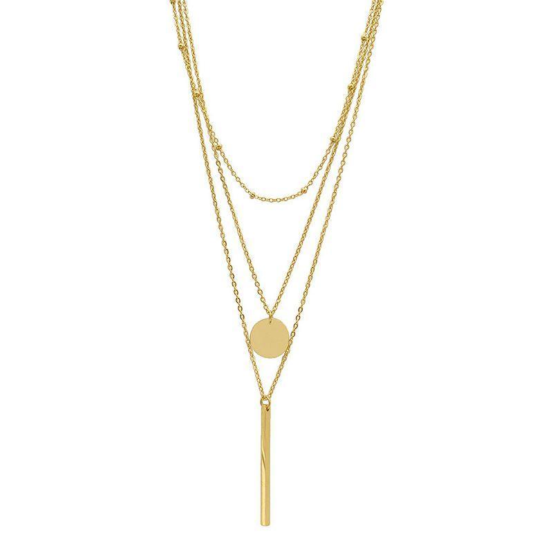 Adornia 14k Gold Plated Layered Pendant Necklace, Womens Product Image