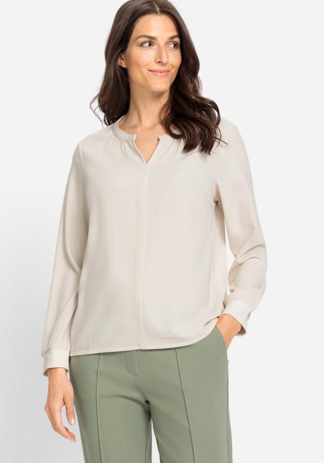 Olsen Womens Split Neck Mixed Media Blouse Product Image