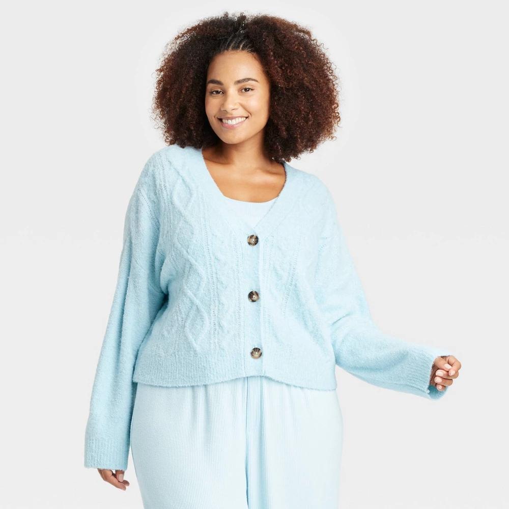 Womens Sweater Cardigan - Auden Blue 1X Product Image