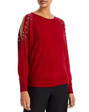 T Tahari Embellished Cold Shoulder Sweater Product Image