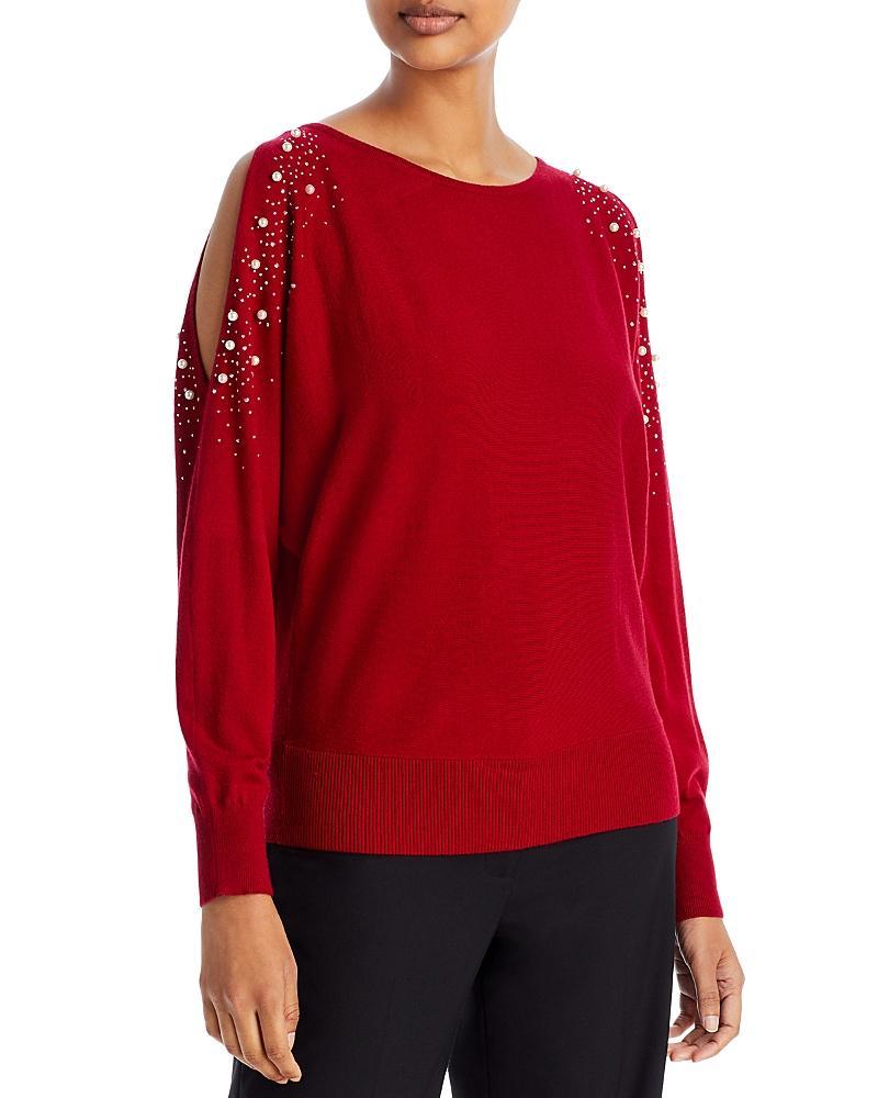 T Tahari Embellished Cold Shoulder Sweater product image