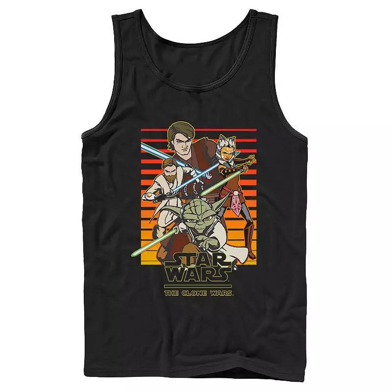 Mens Star Wars: Clone Wars Jedi Group Shot Retro Line Tank Top Product Image