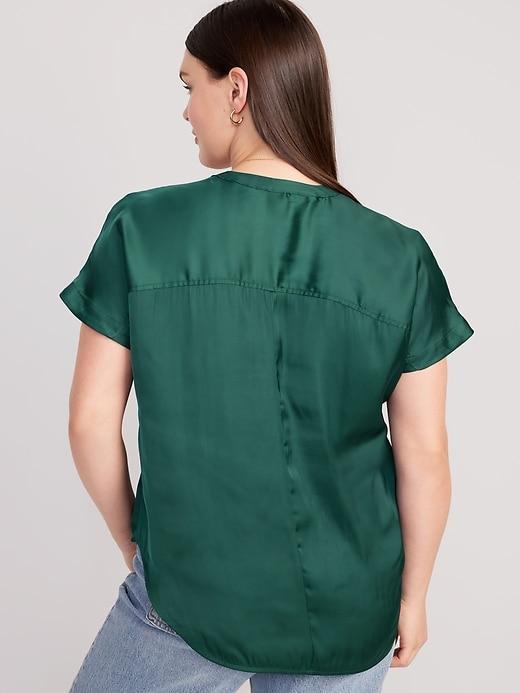 Dolman-Sleeve Satin Shirt Product Image