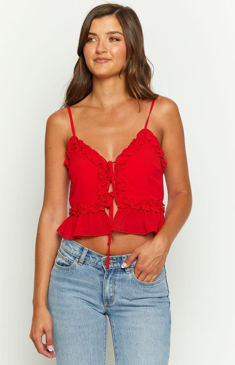 Tora Red Frill Cami Product Image