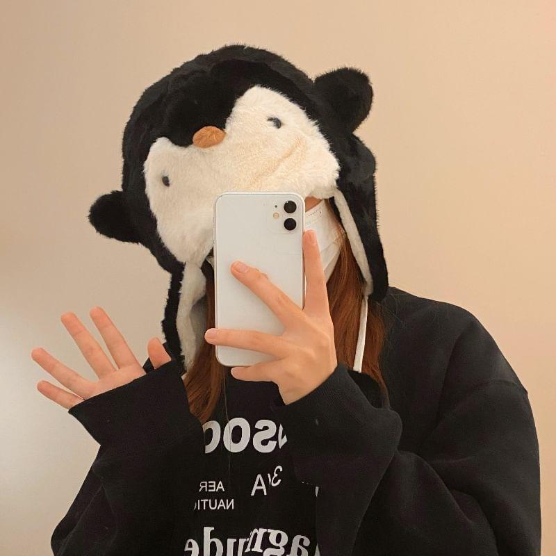 Penguin Fluffy Earflap Hat Product Image