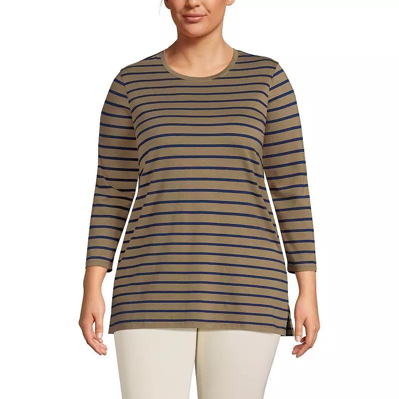 Plus Size Lands End Supima Cotton Relaxed Fit Crewneck Tunic, Womens Blue Product Image