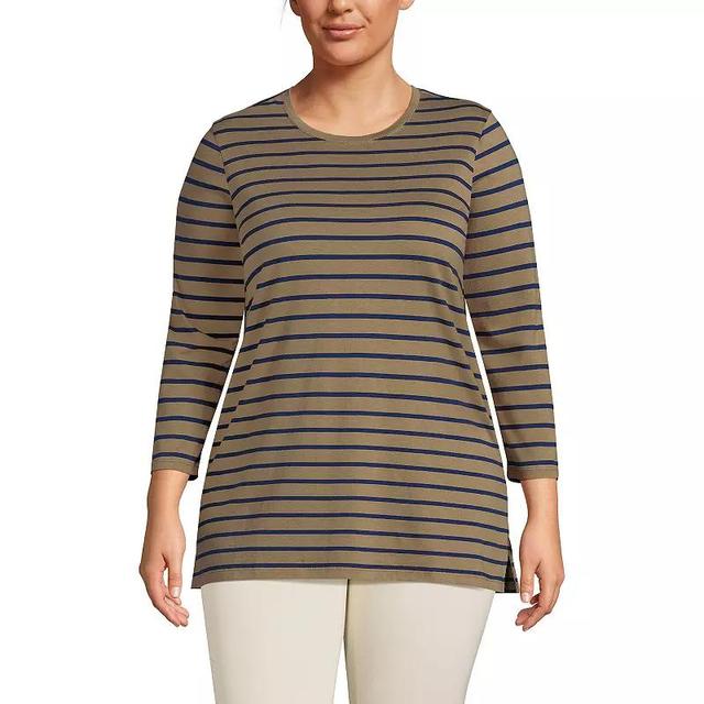 Plus Size Lands End Supima Cotton Relaxed Fit Crewneck Tunic, Womens Product Image