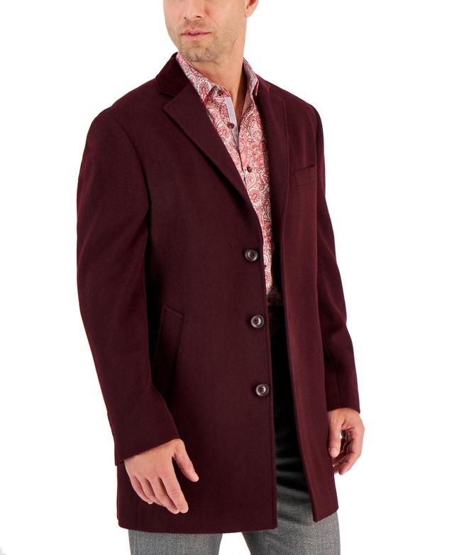 Tallia Mens Wool Blend Solid Overcoat Product Image