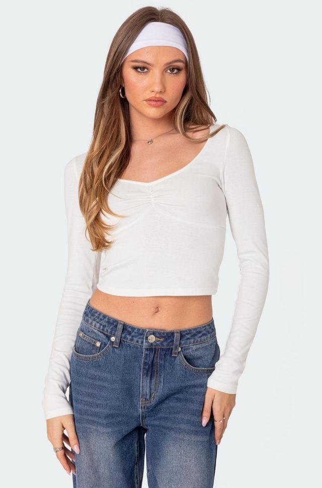 Nat Ruched V Neck Top Product Image