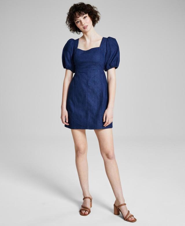 Women's Square-Neck Denim Mini Dress, Created for Macy's Product Image