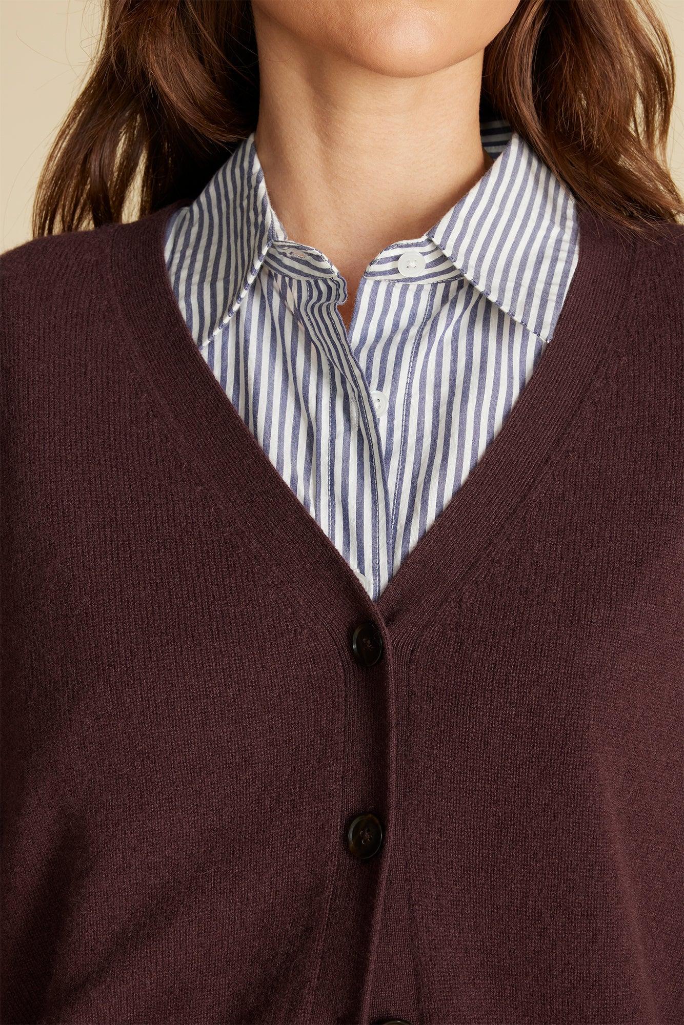 Mason Cashmere Cardigan - Purple Fig Product Image