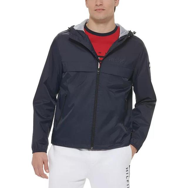 Tommy Hilfiger Mens Stretch Hooded Zip-Front Rain Jacket Product Image