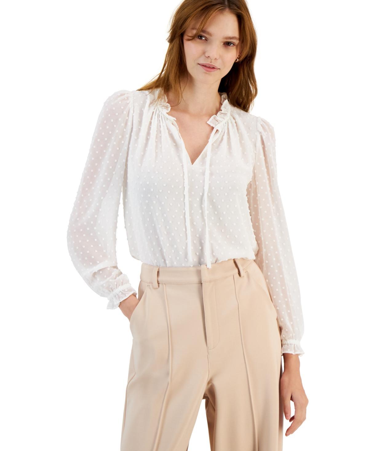 Bar Iii Womens Clip-Dot Ruffle Top, Created for Macys Product Image