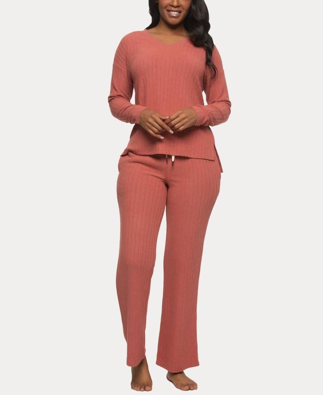 Felina Womens Serena V-neck Pullover and Lounge Pant Set Product Image