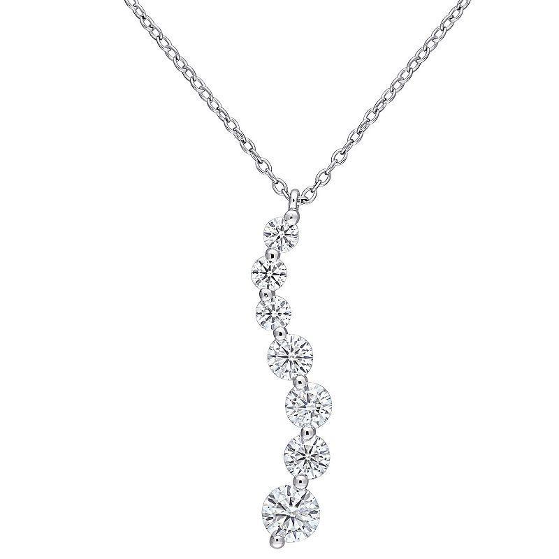 Stella Grace Sterling Silver 1 1/2 Carat T.W. Lab-Created Moissanite Journey Pendant Necklace, Womens Product Image