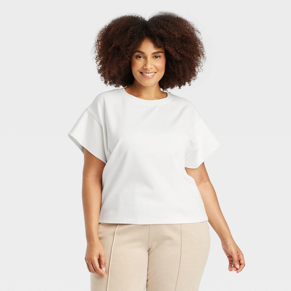 Womens Extended Shoulder T-Shirt - A New Day White 2X Product Image