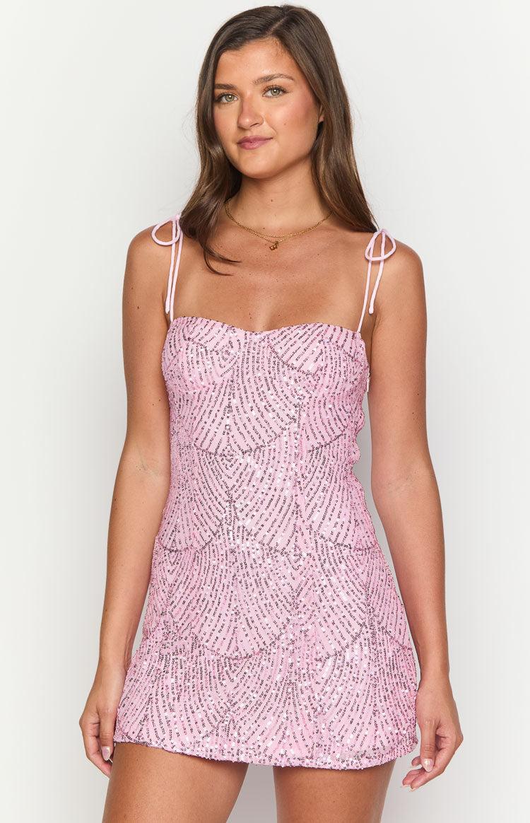 Penny Lane Pink Sequin Mini Dress Product Image