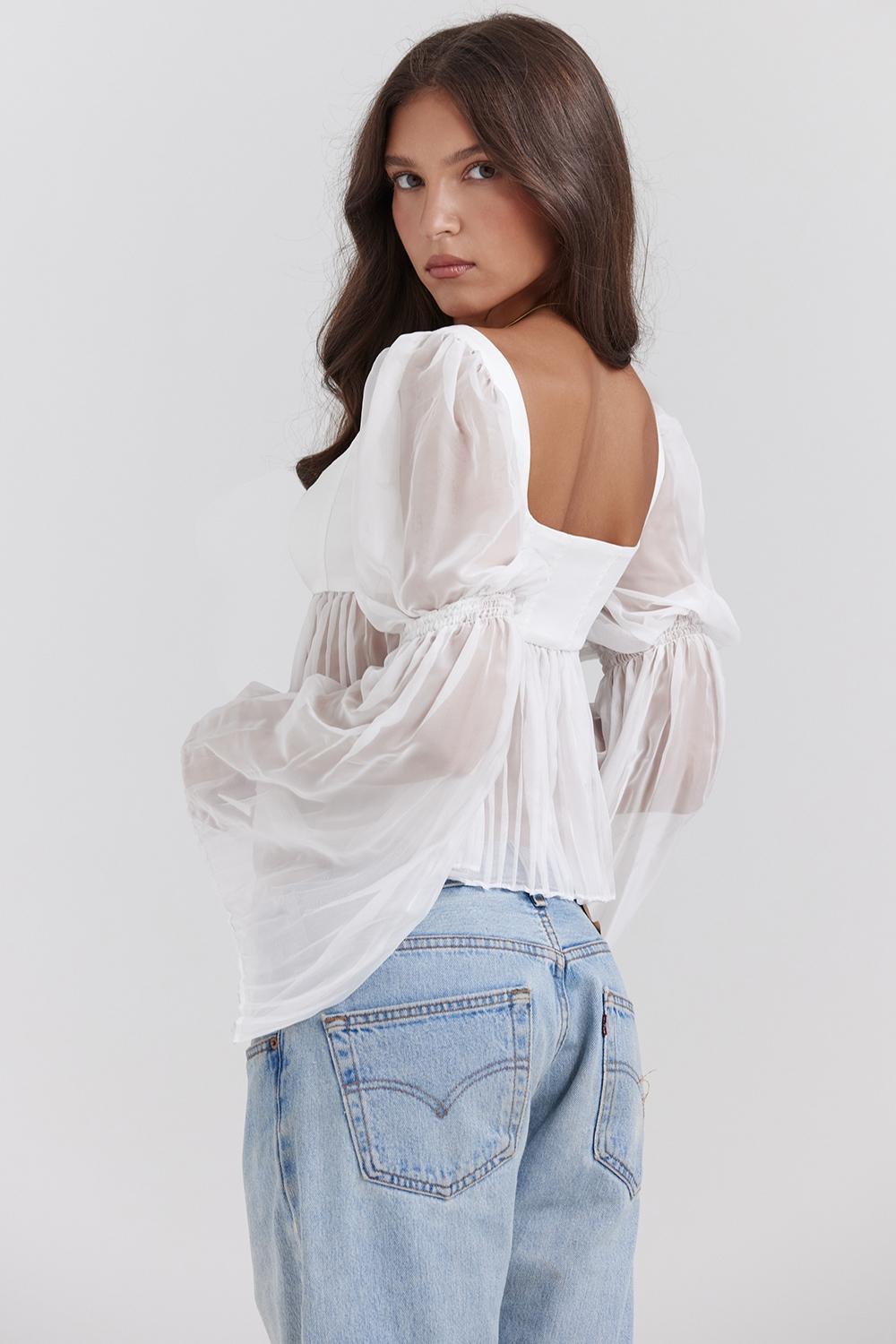 Lucie White Pleated Top Product Image