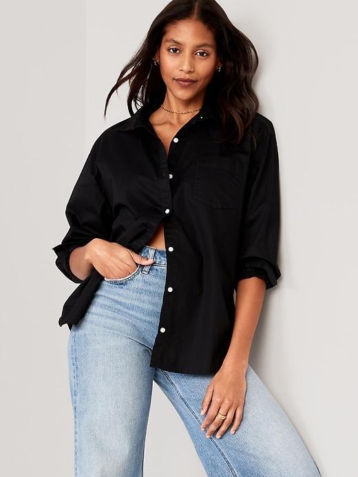 Oversized Button-Down Boyfriend Shirt Product Image