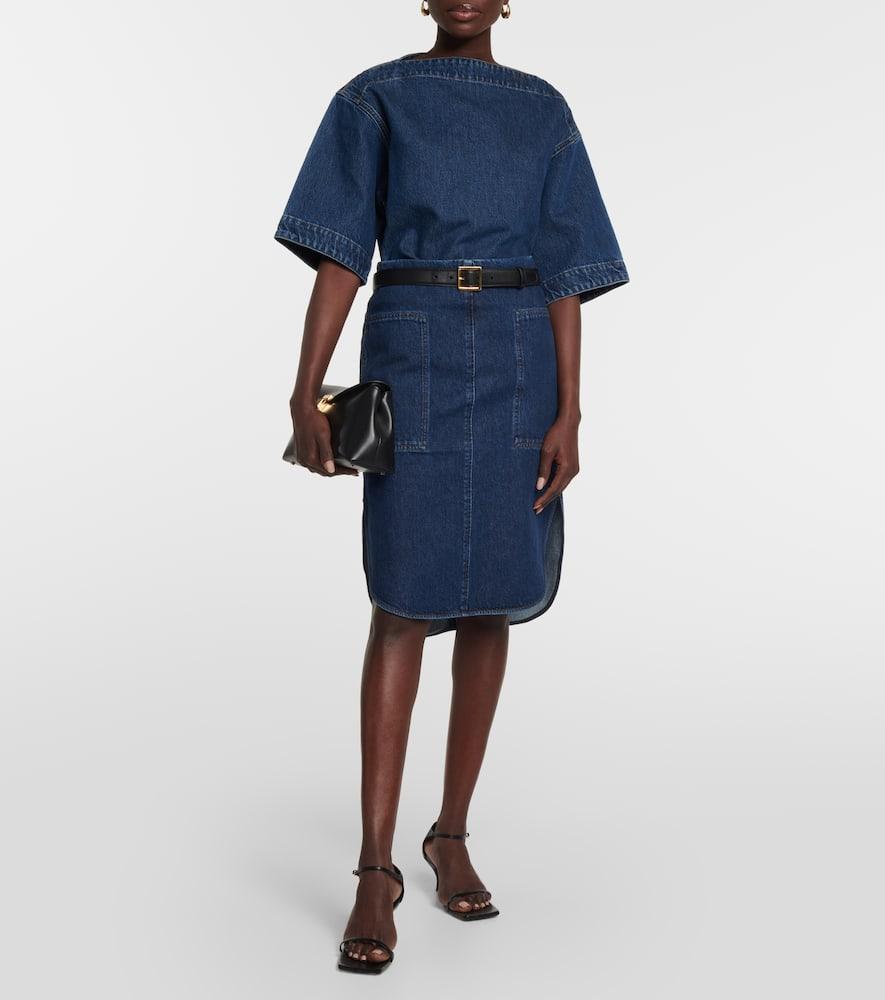 TOTÊME Denim Midi Skirt In Dark Blue Product Image