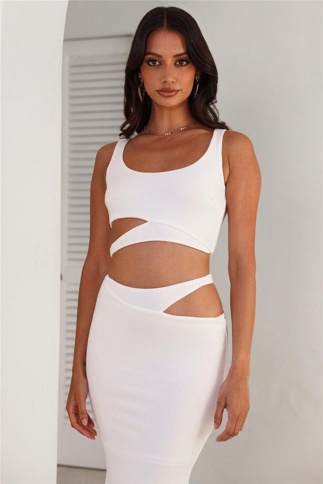 Where Did You Go Ribbed Crop Top White Product Image