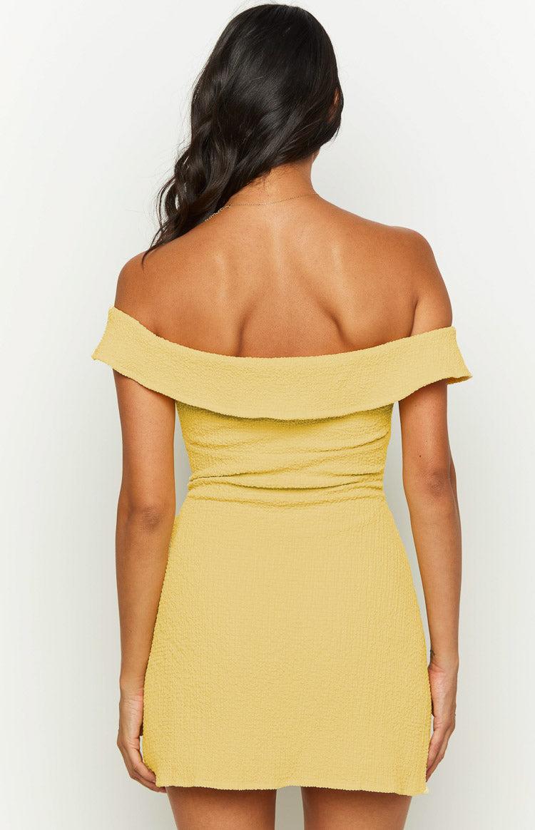 Daydreaming Yellow Off Shoulder Mini Dress Product Image