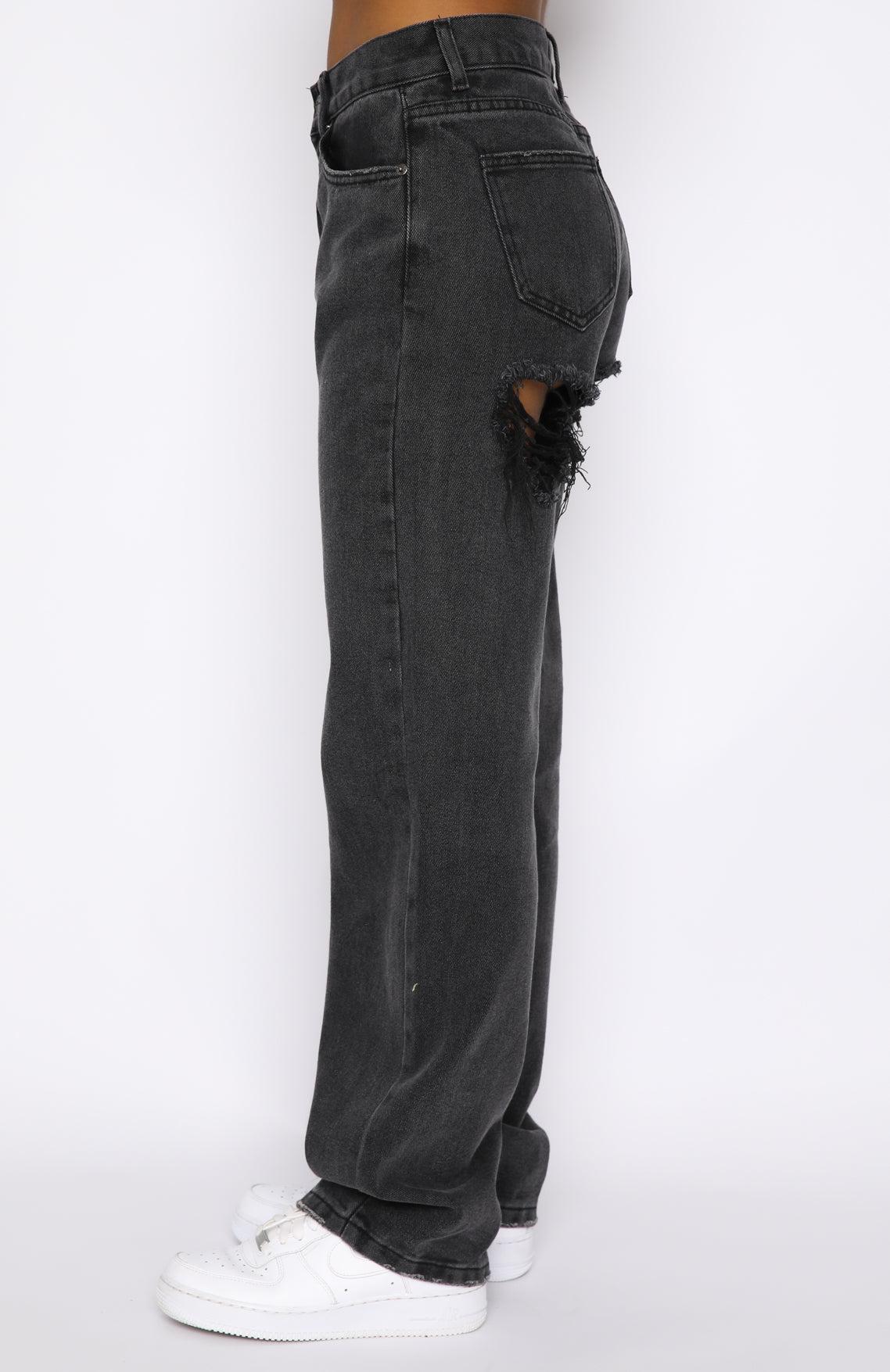 Taking A Trip Mid Rise Straight Leg Jeans Acid Black Product Image