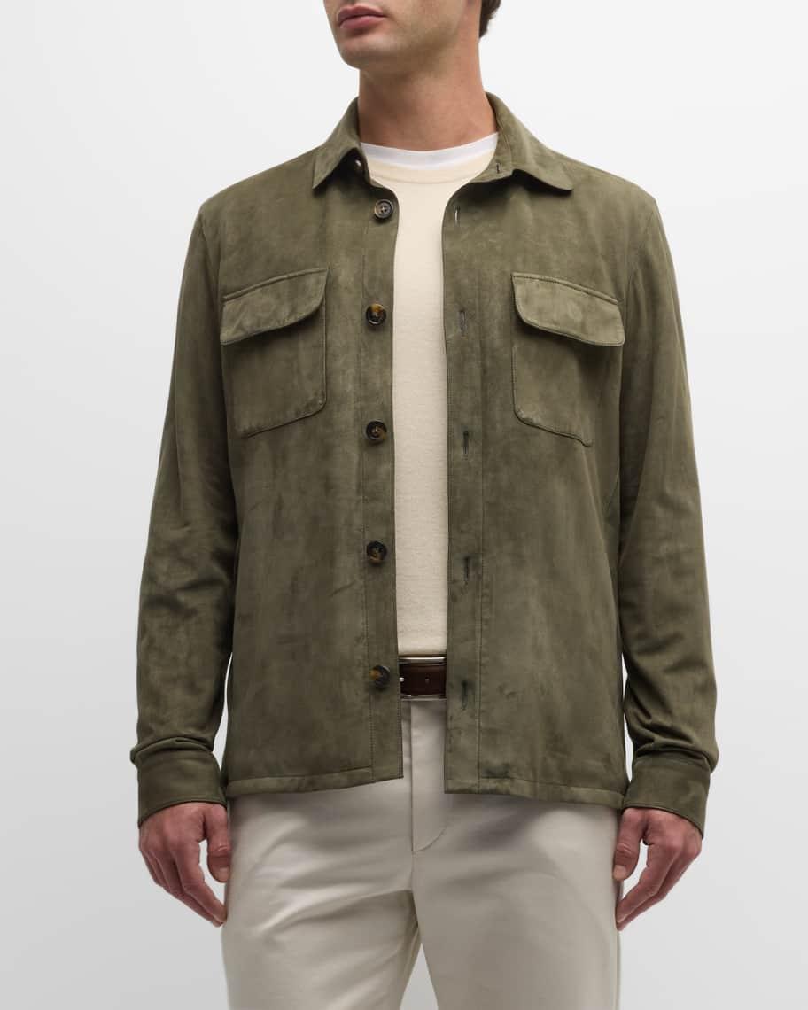 Mens Solid Suede Overshirt Product Image