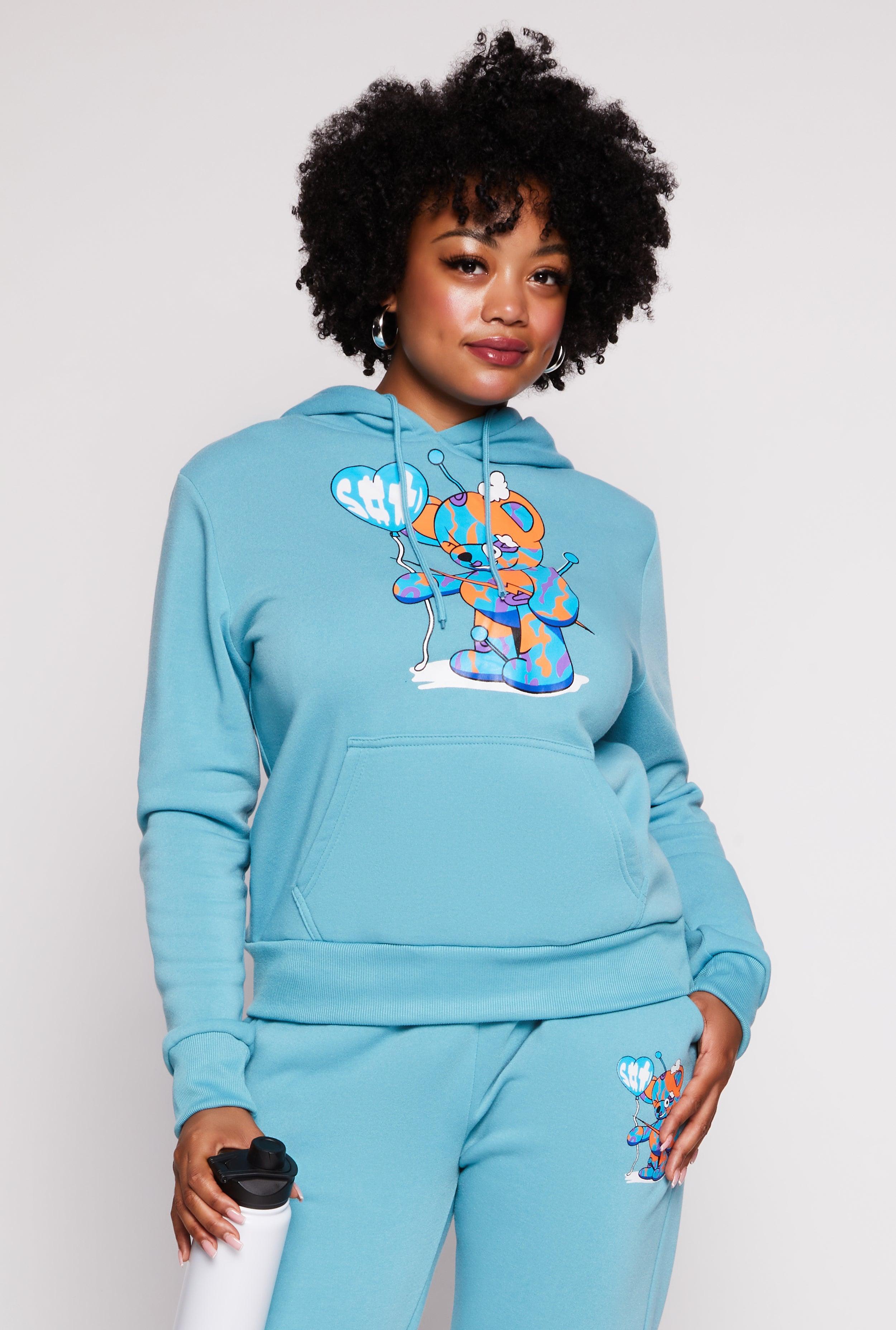 Womens Plus Size Bear Graphic Pullover Hoodie product image