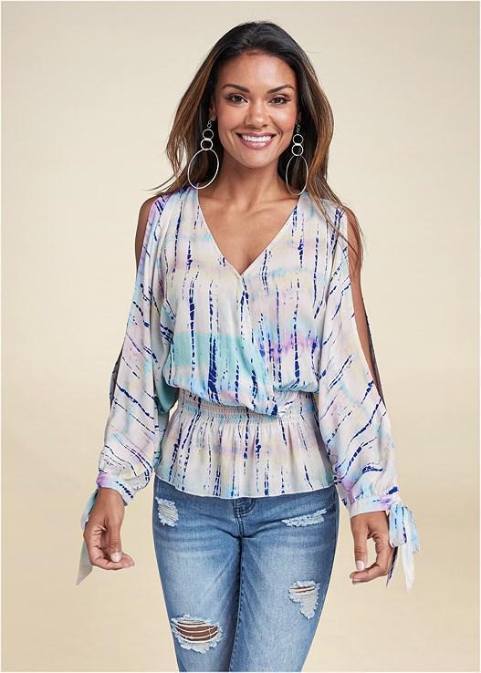 Tie Dye Cold-Shoulder Top Product Image