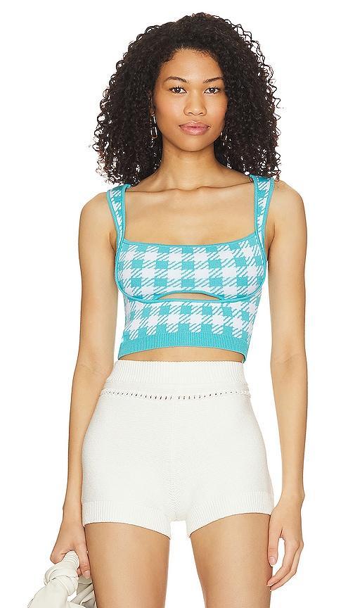 Lovers and Friends Maeva Crop Top in Turquoise & White Product Image