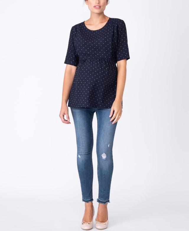 Seraphine Womens Navy Blue Dot Maternity Nursing Top Product Image