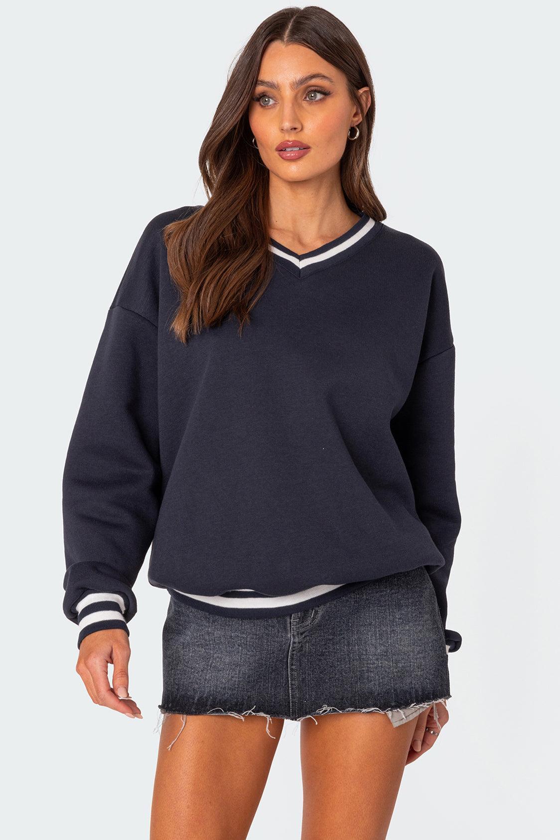 Caryn Oversized V Neck Sweatshirt Product Image