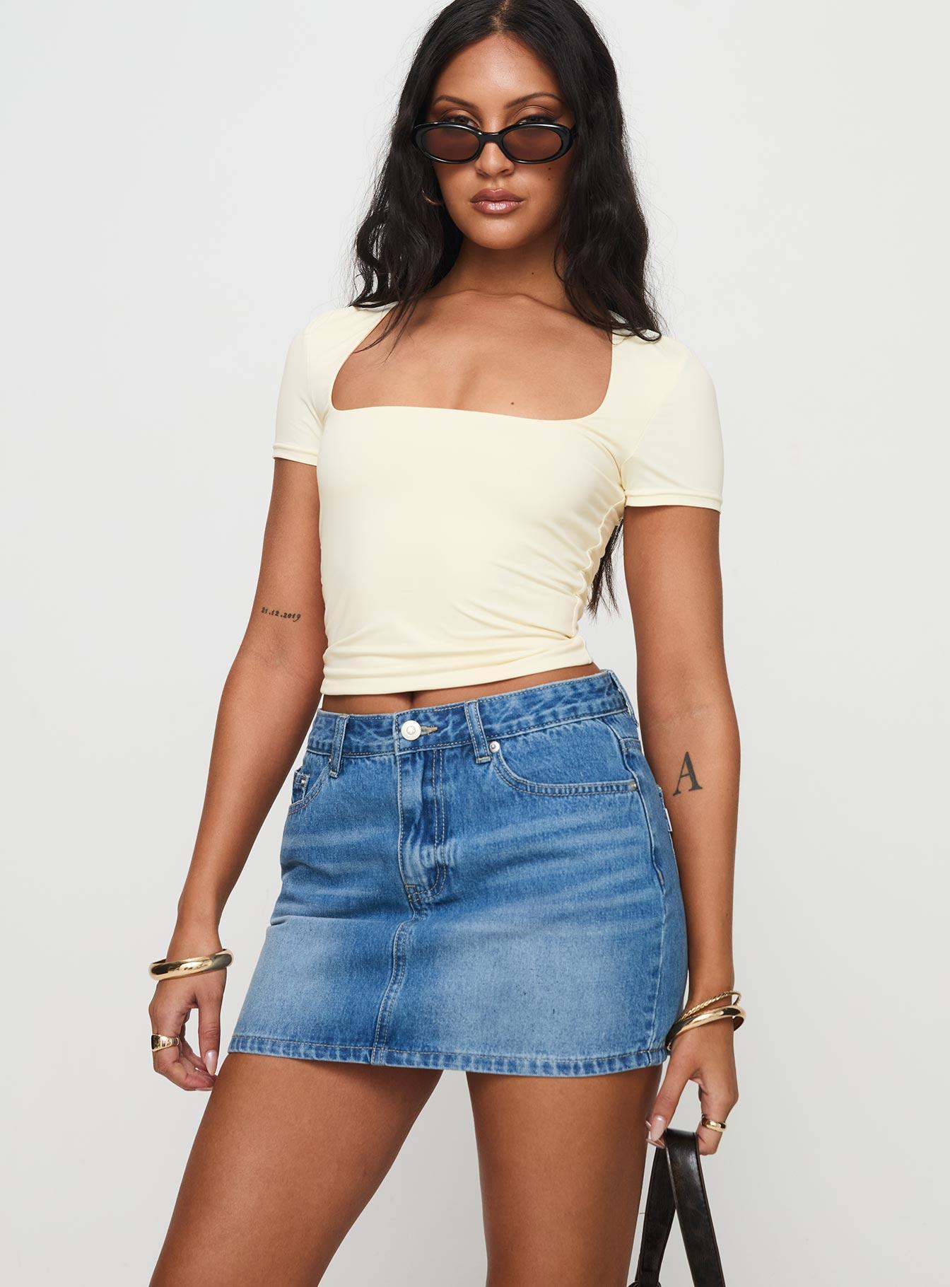 Paulette Denim Mini Skirt Light Wash Product Image