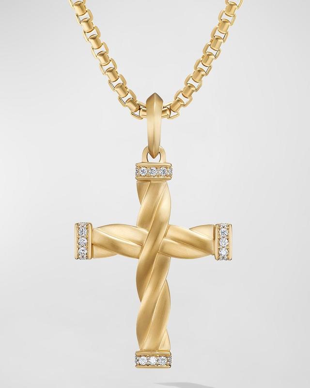 Mens DY Helios Cross Pendant in 18K Yellow Gold, 48MM Product Image