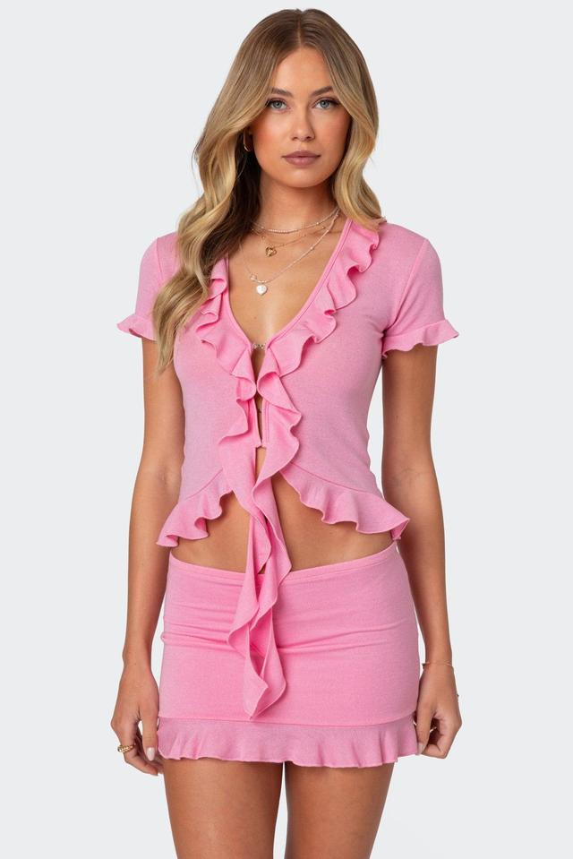 Loullie Split Front Ruffled Top Product Image