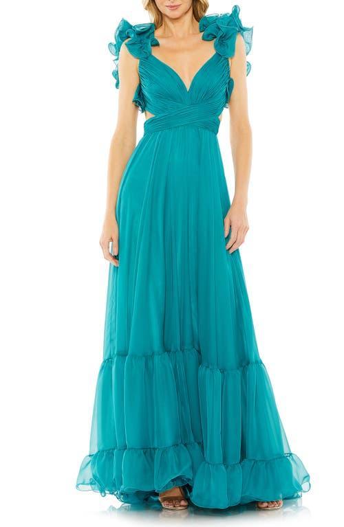 Womens Ieena Ruffle Tiered Cut-Out Chiffon Gown Product Image