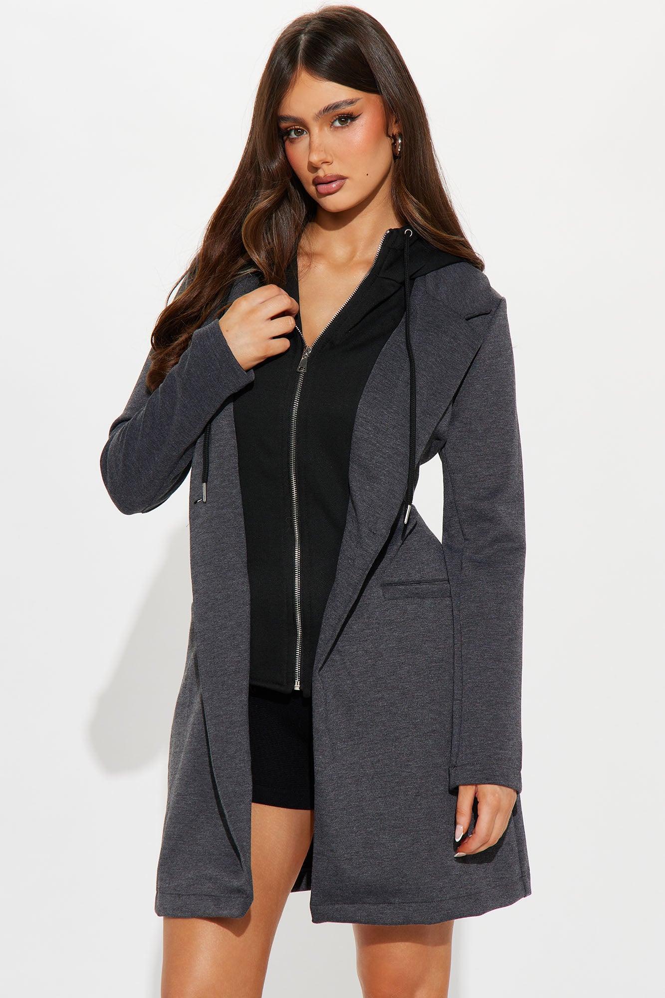 On The Go Hooded Coat - Charcoal/combo Product Image