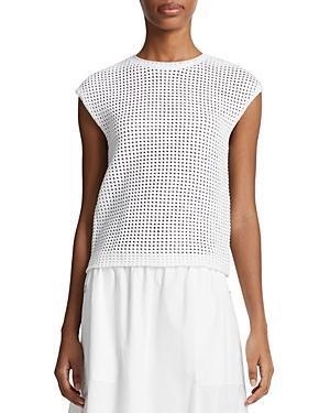 Open Stitch Cotton Sweater In Optic White Product Image