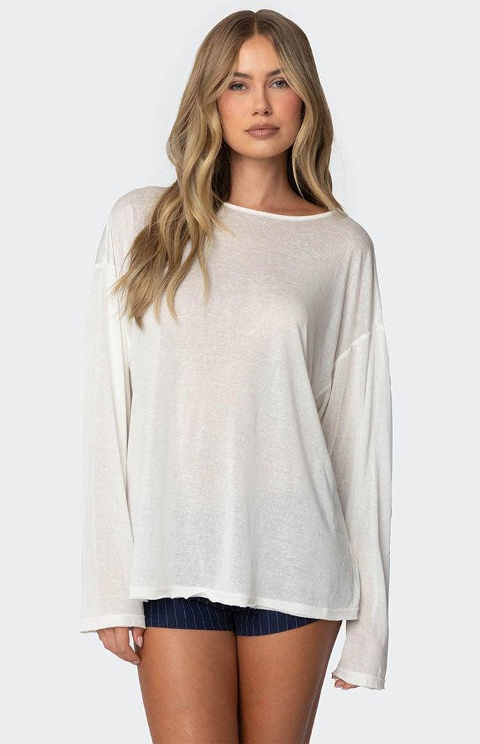 Edikted Women's Oversized Semi Sheer Long Sleeve T-Shirt Product Image